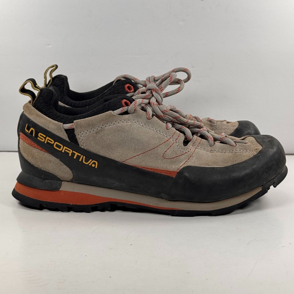 La Sportiva Boulder X Approach Shoes Grey Orange Suede Vibram Mens size 7